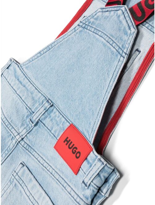 BOSS Kidswear logo-print denim dungarees