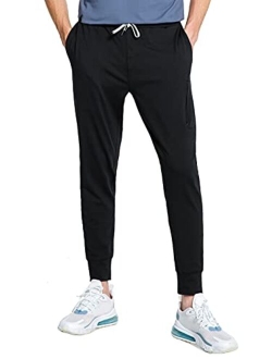 Mens Joggers Workout Pants Slim Fit Lightweight Track Pants Jogger Pants with Zipper Pockets