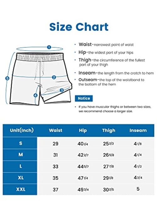 maamgic Mens Swim Trunks with Compression Liner Short Stretch Mens Bathing Suit Quick Dry Mens Swimming Trunks Mens Swimsuit