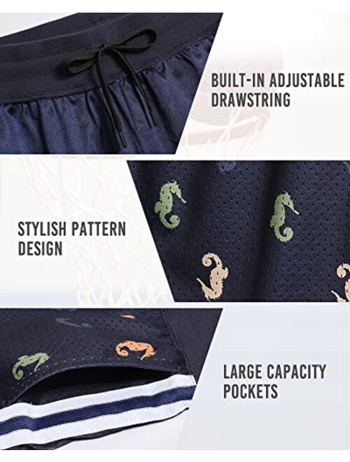 maamgic Mens Basketball Shorts 5" Inseam Gym Mesh Shorts for Men Graphic Basketball Shorts Athletic Running Workout Shorts