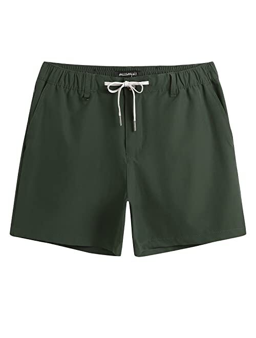 maamgic Men's 5 inch Inseam Shorts Pull-On Relaxed Fit Comfort Stretch Short Shorts with Pocket