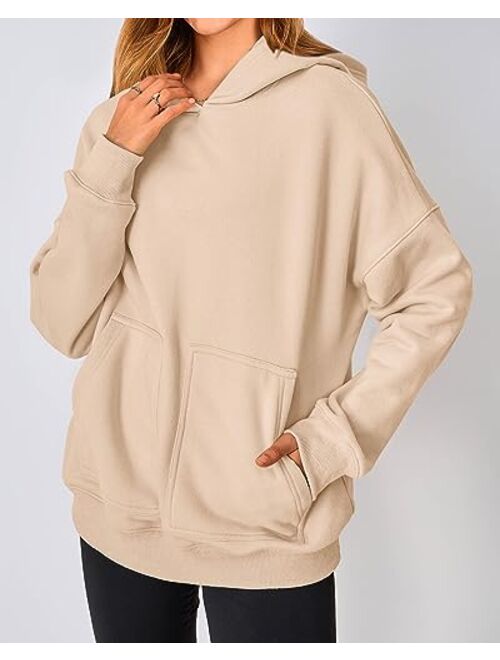 KIRUNDO Womens Fashion Oversized Hoodies Sweatshirts Casual Long Sleeve Fleece Hooded Pullover Fall Clothes 2023