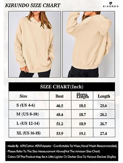 KIRUNDO Womens Fashion Oversized Hoodies Sweatshirts Casual Long Sleeve Fleece Hooded Pullover Fall Clothes 2023