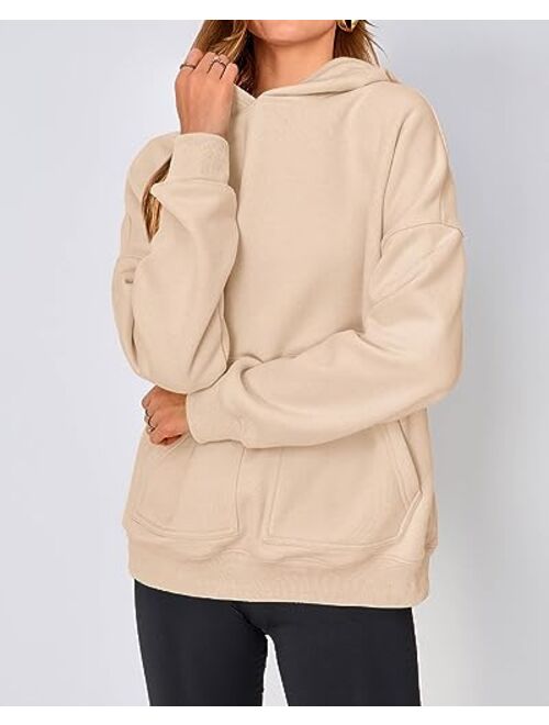 KIRUNDO Womens Fashion Oversized Hoodies Sweatshirts Casual Long Sleeve Fleece Hooded Pullover Fall Clothes 2023