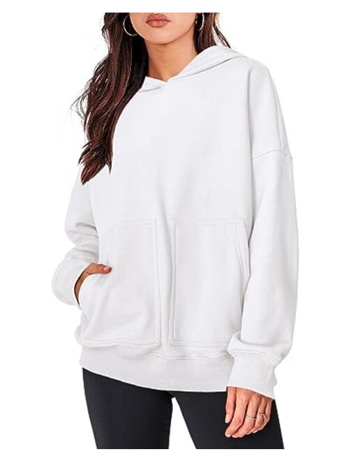 KIRUNDO Womens Fashion Oversized Hoodies Sweatshirts Casual Long Sleeve Fleece Hooded Pullover Fall Clothes 2023