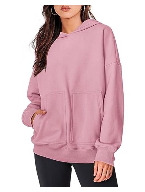 KIRUNDO Womens Fashion Oversized Hoodies Sweatshirts Casual Long Sleeve Fleece Hooded Pullover Fall Clothes 2023