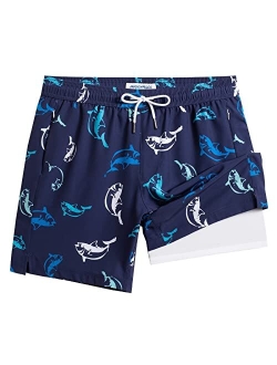 2 in 1 Mens Swim Trunks 7 Inch Swim Shorts Swim Suits Board Shorts