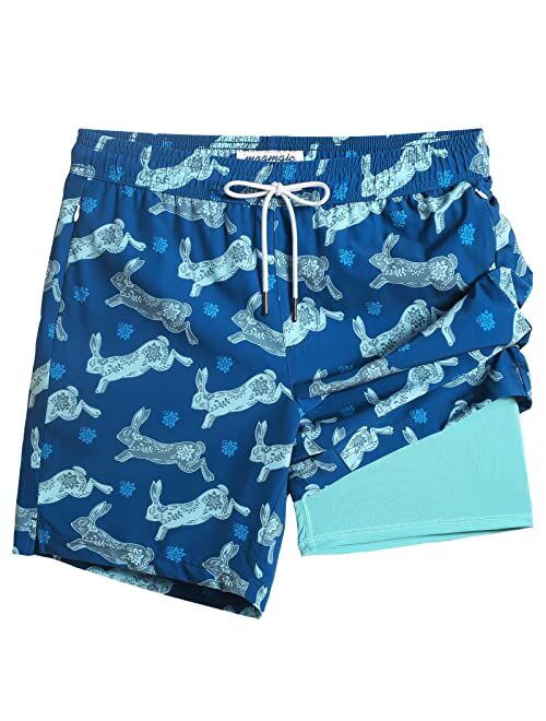 maamgic 2 in 1 Mens Swim Trunks 7 Inch Swim Shorts Swim Suits Board Shorts