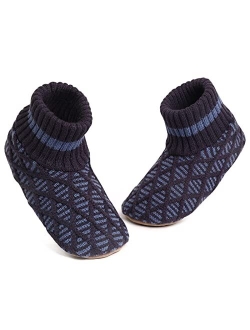 Mens Fuzzy Warm Slipper Socks Non Slip Skid Winter Cozy Knit Fleece Lining Indoor Socks with Grips for Men Teen