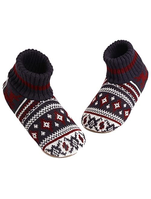 maamgic Mens Fuzzy Warm Slipper Socks Non Slip Skid Winter Cozy Knit Fleece Lining Indoor Socks with Grips for Men Teen