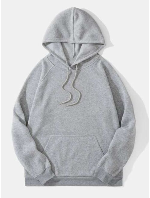 Shein Men Kangaroo Pocket Drawstring Thermal Hoodie