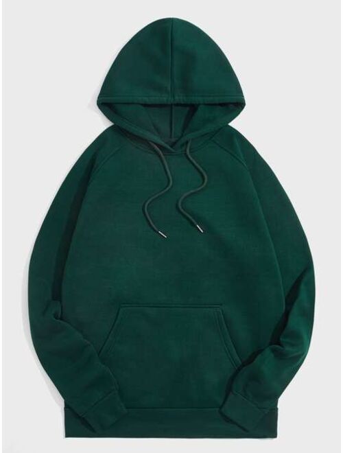 Shein Men Kangaroo Pocket Drawstring Thermal Hoodie