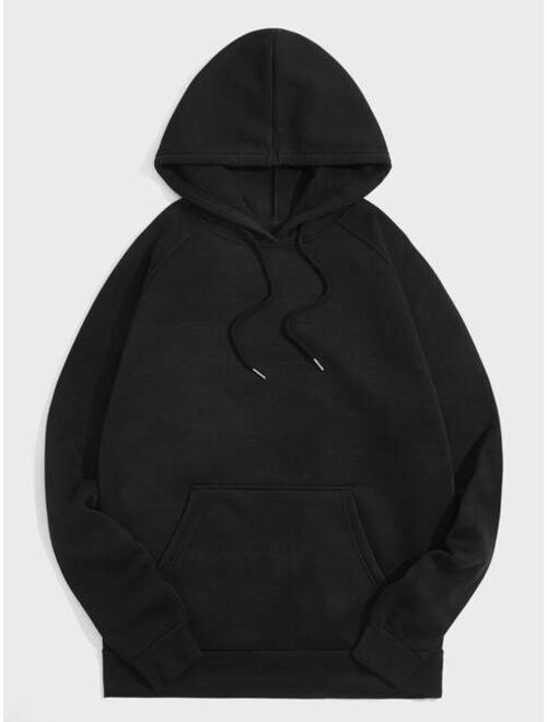 Shein Men Kangaroo Pocket Drawstring Thermal Hoodie