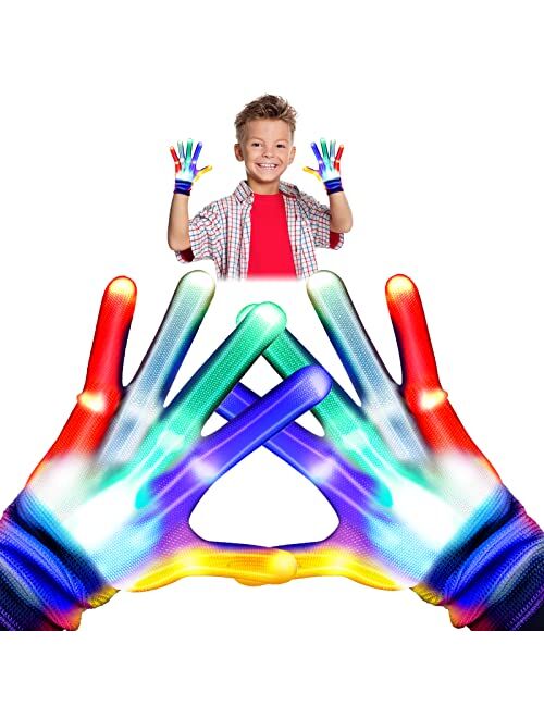 superwin Toys for 3 4 5 6 Years Old Boys Girls Kids LED Gloves Rainbow Party Favors Supplies Cool Toy for 3-5 Colorful Flashing Light Up Gloves Birthday Christmas Gifts f