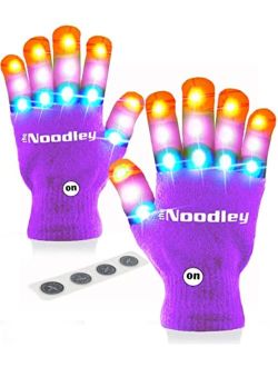 The Noodley Light Up Gloves for Kids Toys Outdoor Games Indoor Costume Accessory Sensory Toy for Boys Girls Autistic Children Kid Sized Ages 4 5 6 7 (Small, Black)