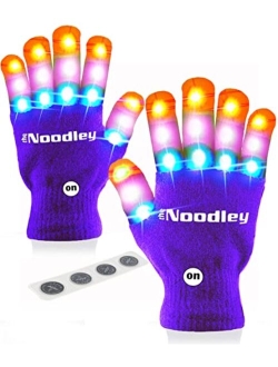 The Noodley Light Up Gloves for Kids Toys Outdoor Games Indoor Costume Accessory Sensory Toy for Boys Girls Autistic Children Kid Sized Ages 4 5 6 7 (Small, Black)