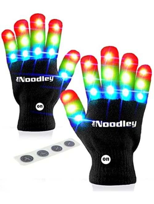 The Noodley Light Up Gloves for Kids Toys Outdoor Games Indoor Costume Accessory Sensory Toy for Boys Girls Autistic Children Kid Sized Ages 4 5 6 7 (Small, Black)