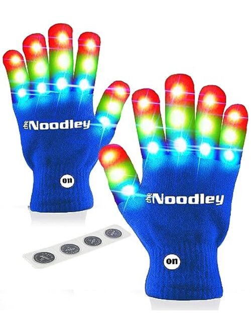 The Noodley Light Up Gloves for Kids Toys Outdoor Games Indoor Costume Accessory Sensory Toy for Boys Girls Autistic Children Kid Sized Ages 4 5 6 7 (Small, Black)