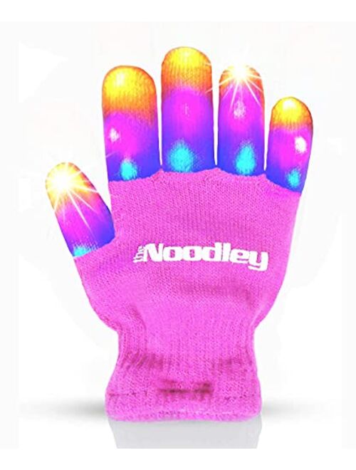 The Noodley Light Up Gloves for Kids Toys Outdoor Games Indoor Costume Accessory Sensory Toy for Boys Girls Autistic Children Kid Sized Ages 4 5 6 7 (Small, Black)