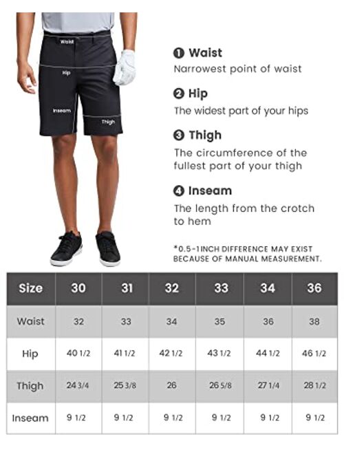 maamgic Men's Slim-fit Golf Shorts 9" Inseam Amphibious Casual Shorts Stretch Quick Dry Daily Casual Wear