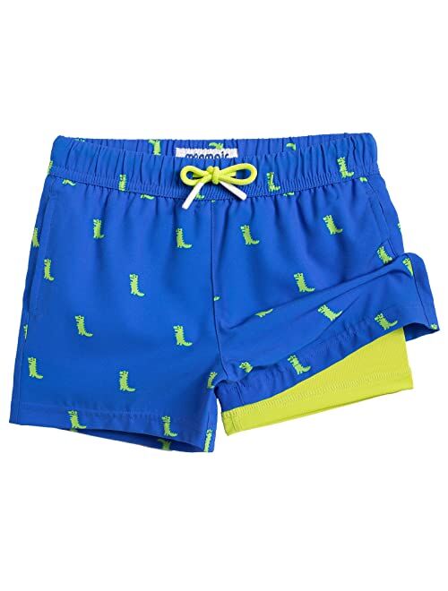 maamgic Boys Swim Trunks with Compression Liner Toddler Boys Stretch Swim Shorts Quick Dry 2 in 1 Beach Shorts