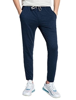 Mens Sweatpants Joggers Soft Lightweight Workout Pants Jogger Pants with Zipper Pockets