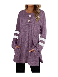 XIEERDUO Womens Sweatshirts Casual Tunic Tops Long Sleeve Shirts Oversized With Pockets