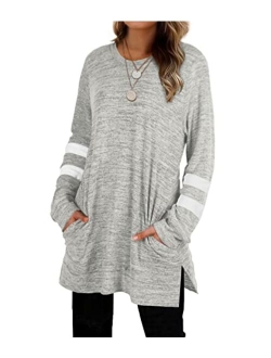 XIEERDUO Womens Sweatshirts Casual Tunic Tops Long Sleeve Shirts Oversized With Pockets