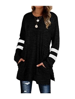 XIEERDUO Womens Sweatshirts Casual Tunic Tops Long Sleeve Shirts Oversized With Pockets