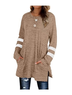 XIEERDUO Womens Sweatshirts Casual Tunic Tops Long Sleeve Shirts Oversized With Pockets