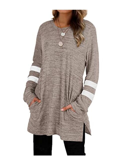 XIEERDUO Womens Sweatshirts Casual Tunic Tops Long Sleeve Shirts Oversized With Pockets