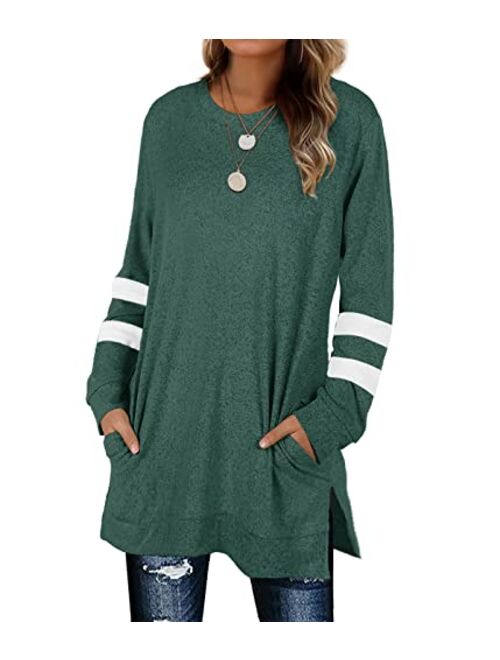 XIEERDUO Womens Sweatshirts Casual Tunic Tops Long Sleeve Shirts Oversized With Pockets