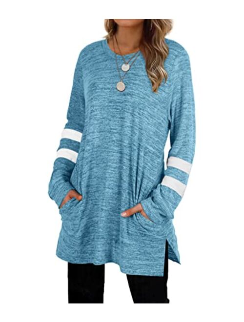 XIEERDUO Womens Sweatshirts Casual Tunic Tops Long Sleeve Shirts Oversized With Pockets