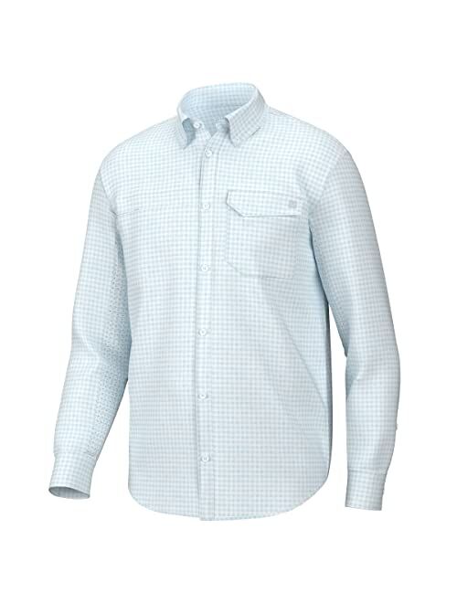 HUK Men's Tide Point Pattern Long Sleeve Shirt, Fishing Button Down