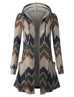 Miusey Womens Zip Up Long Hoodie Jacket Lightweight Tunic Sweatshirt Open Front Cardigan