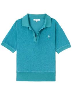 embroidered-logo terry polo shirt