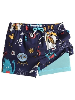 Boys Swim Trunks with Compression Liner 4-Way Stretch Quick Dry Swim Shorts Swimming Trunks Toddler Boy