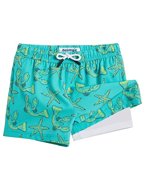 maamgic Boys Swim Trunks with Compression Liner 4-Way Stretch Quick Dry Swim Shorts Swimming Trunks Toddler Boy