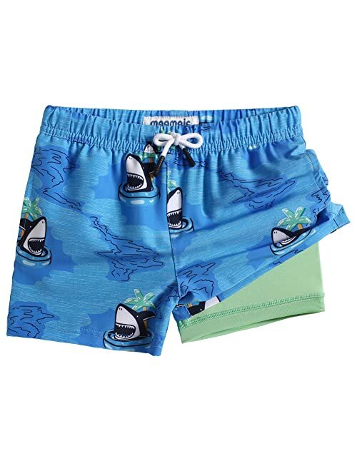 maamgic Boys Swim Trunks with Compression Liner 4-Way Stretch Quick Dry Swim Shorts Swimming Trunks Toddler Boy