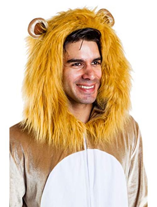 Tipsy Elves Men's Lion Costume - Funny King of Cats Halloween Jumpsuit