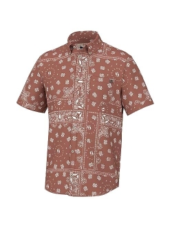 Men's Kona Pattern Short Sleeve Fishing Button Down Shirt