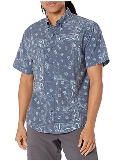 Men's Kona Pattern Short Sleeve Fishing Button Down Shirt