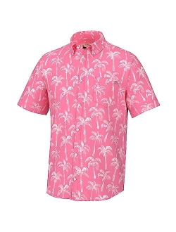 Men's Kona Pattern Short Sleeve Fishing Button Down Shirt