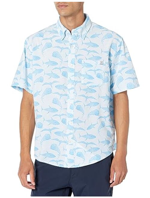 HUK Men's Kona Pattern Short Sleeve Fishing Button Down Shirt