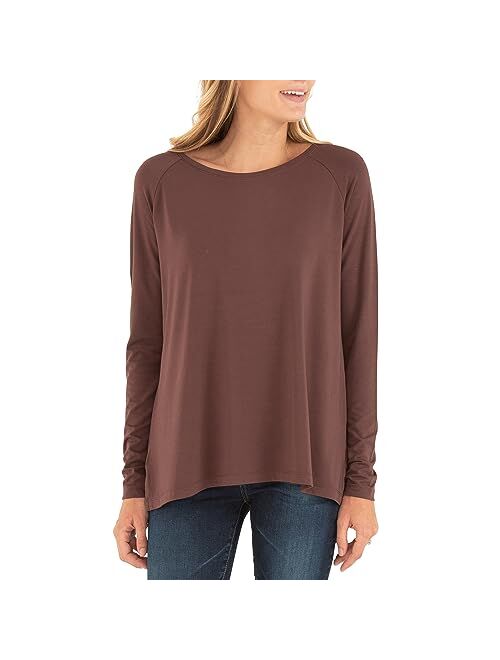 Free Fly Women's Bamboo Everyday Flex Long Sleeve Premium-Weight Women's Shirt Raglan Sleeve Tee with Sun Protection UPF 50+