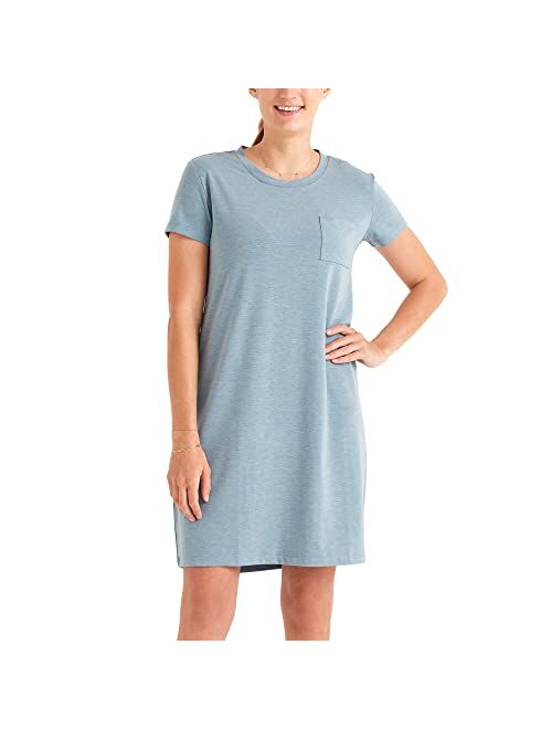 Free Fly Women's Bamboo Flex Pocket Dress - Short Sleeve Pocket T-Shirt Dress for Women - UPF 50+