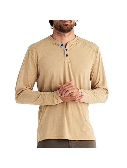 Free Fly Men's Bamboo Flex Henley - Premium-Weight Men's Henley Shirt - Long Sleeve Shirt for Men - Sun Protection UPF 50+