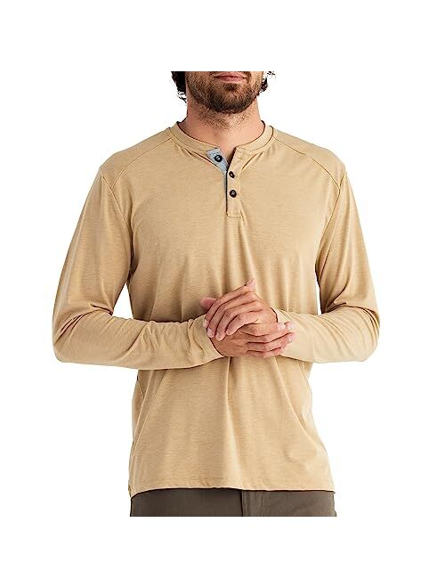 Free Fly Men's Bamboo Flex Henley - Premium-Weight Men's Henley Shirt - Long Sleeve Shirt for Men - Sun Protection UPF 50+