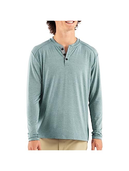 Free Fly Men's Bamboo Flex Henley - Premium-Weight Men's Henley Shirt - Long Sleeve Shirt for Men - Sun Protection UPF 50+