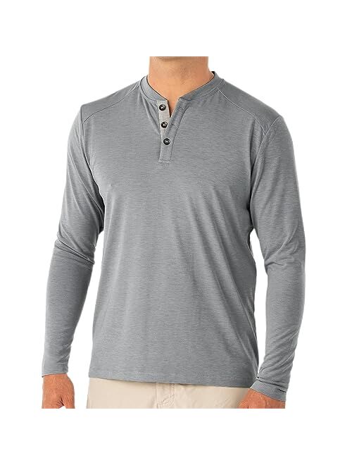 Free Fly Men's Bamboo Flex Henley - Premium-Weight Men's Henley Shirt - Long Sleeve Shirt for Men - Sun Protection UPF 50+